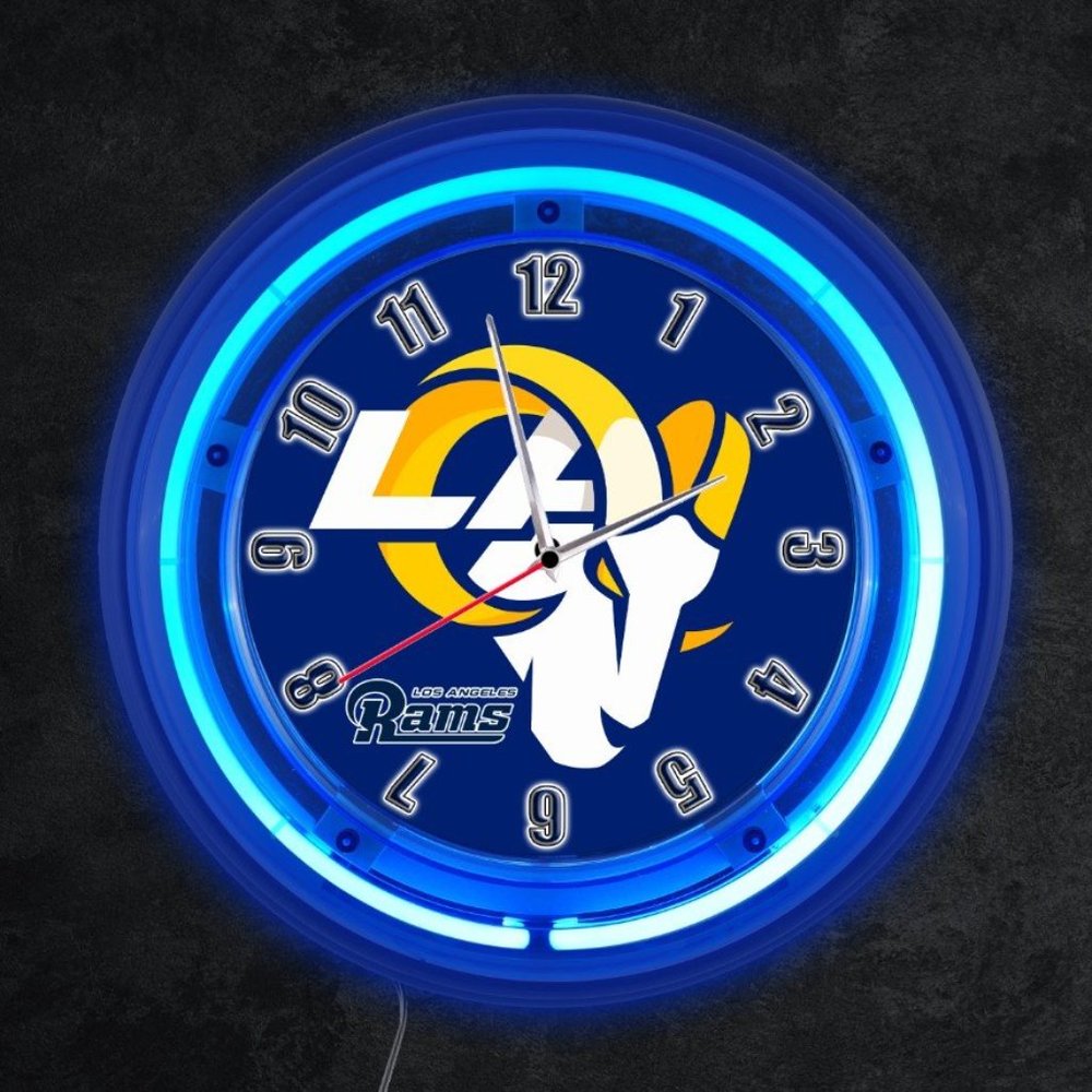 Los Angeles Rams neon blue light clock NEW